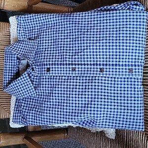 Thomas Pink about town, blue,gray plaid floral button-down dress shirt, size 17